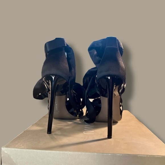 Jason Wu ‘Gia’ Black Satin Lace-Up Open Toe Heels w/ Ankle Ties Size 41 = Sz 11 - Picture 10 of 16